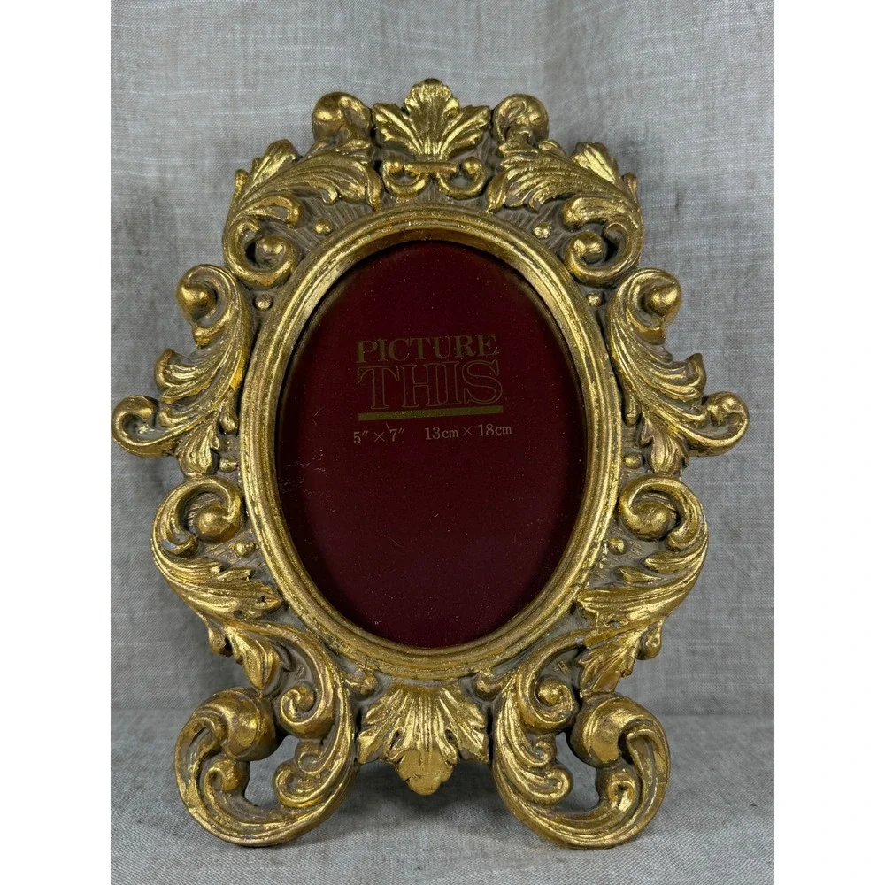 Picture Frame Good Vintage Gold Ornate Baroque Rococo Scroll 5x7 Tabletop Decor